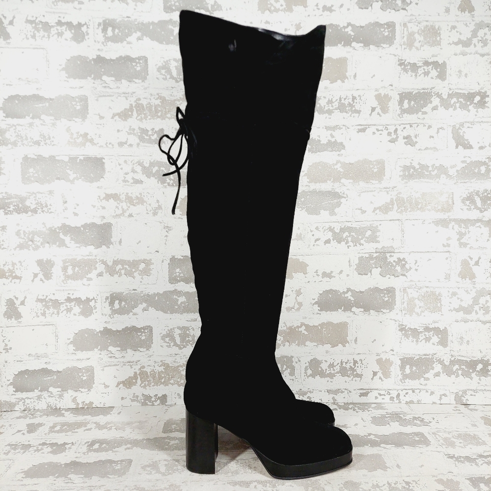 New FREE PEOPLE Suede Echo Platform Over The Knee Boots  C471 - Picture 7 of 15